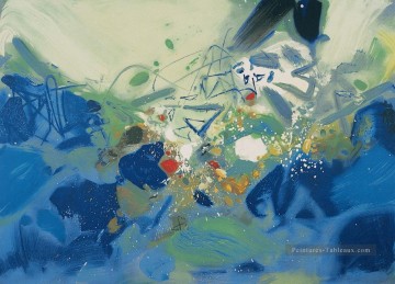 Fluctuations bleues ZDQ China abstrait Peinture à l'huile